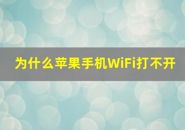 为什么苹果手机WiFi打不开