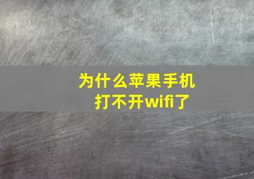 为什么苹果手机打不开wifi了