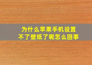 为什么苹果手机设置不了壁纸了呢怎么回事