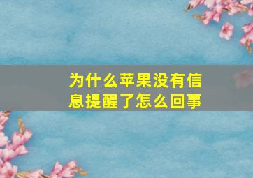 为什么苹果没有信息提醒了怎么回事