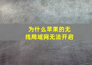 为什么苹果的无线局域网无法开启