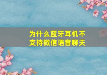 为什么蓝牙耳机不支持微信语音聊天