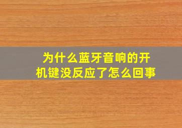 为什么蓝牙音响的开机键没反应了怎么回事