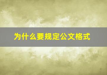 为什么要规定公文格式