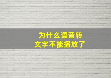 为什么语音转文字不能播放了