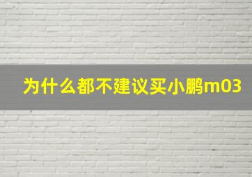 为什么都不建议买小鹏m03