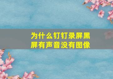 为什么钉钉录屏黑屏有声音没有图像