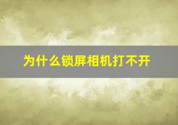 为什么锁屏相机打不开