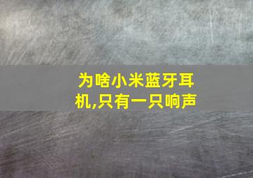 为啥小米蓝牙耳机,只有一只响声