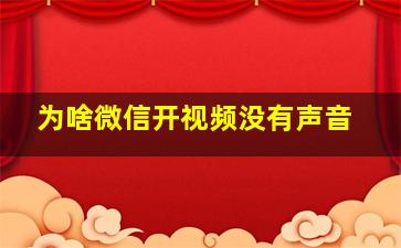 为啥微信开视频没有声音