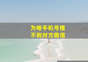 为啥手机号搜不到对方微信