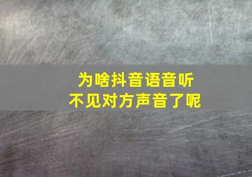 为啥抖音语音听不见对方声音了呢