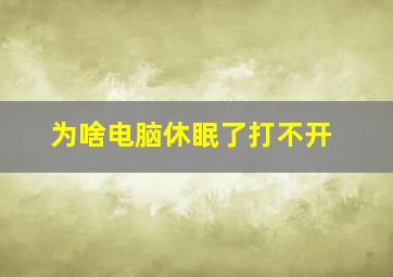 为啥电脑休眠了打不开