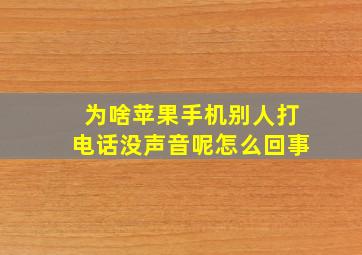 为啥苹果手机别人打电话没声音呢怎么回事