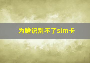 为啥识别不了sim卡