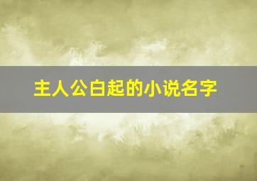 主人公白起的小说名字