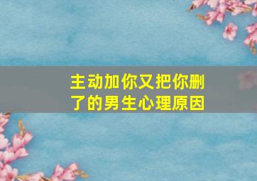 主动加你又把你删了的男生心理原因