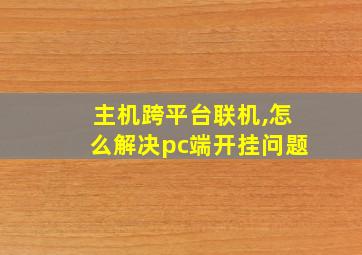 主机跨平台联机,怎么解决pc端开挂问题