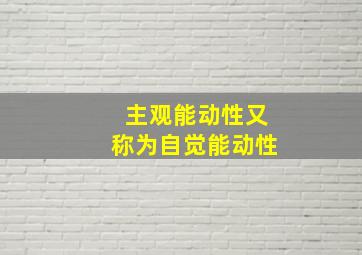 主观能动性又称为自觉能动性