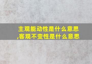 主观能动性是什么意思,客观不变性是什么意思