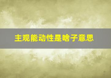 主观能动性是啥子意思