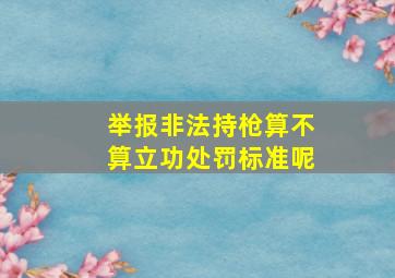 举报非法持枪算不算立功处罚标准呢