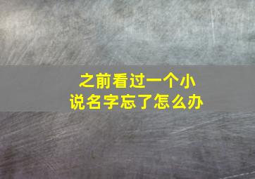 之前看过一个小说名字忘了怎么办