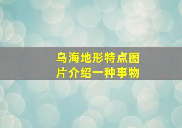 乌海地形特点图片介绍一种事物