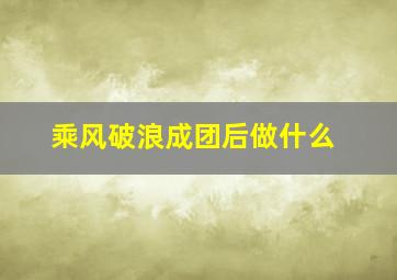 乘风破浪成团后做什么