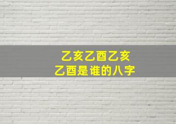 乙亥乙酉乙亥乙酉是谁的八字