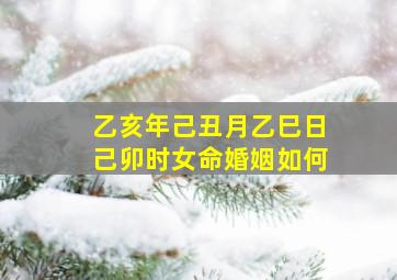 乙亥年己丑月乙巳日己卯时女命婚姻如何