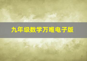 九年级数学万唯电子版