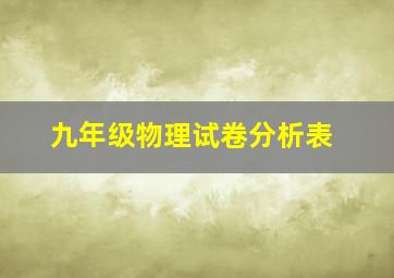 九年级物理试卷分析表