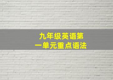 九年级英语第一单元重点语法