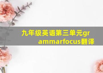 九年级英语第三单元grammarfocus翻译