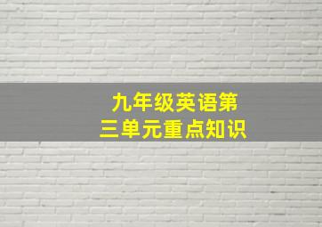 九年级英语第三单元重点知识