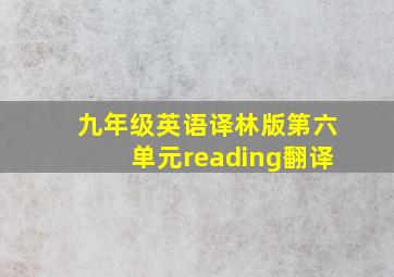 九年级英语译林版第六单元reading翻译