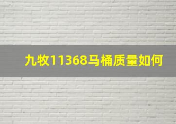 九牧11368马桶质量如何