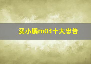 买小鹏m03十大忠告