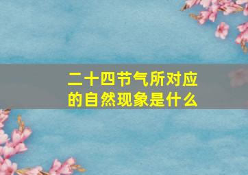 二十四节气所对应的自然现象是什么