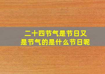 二十四节气是节日又是节气的是什么节日呢