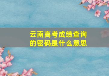 云南高考成绩查询的密码是什么意思