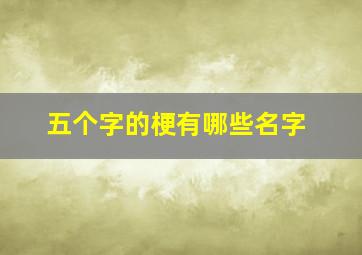 五个字的梗有哪些名字