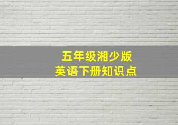 五年级湘少版英语下册知识点