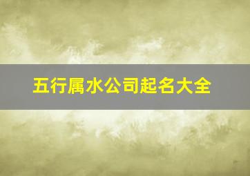 五行属水公司起名大全