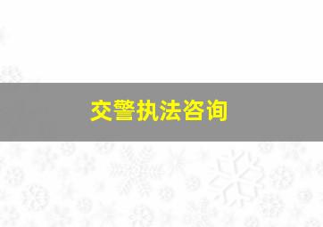 交警执法咨询