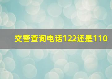 交警查询电话122还是110