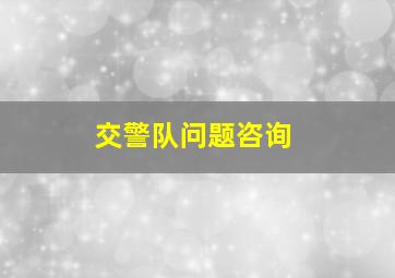 交警队问题咨询