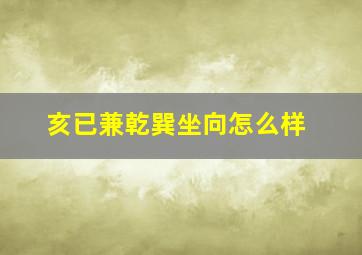 亥已兼乾巽坐向怎么样