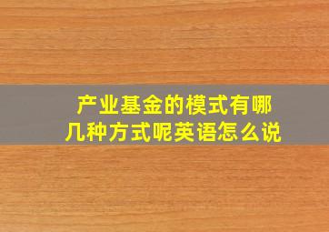 产业基金的模式有哪几种方式呢英语怎么说